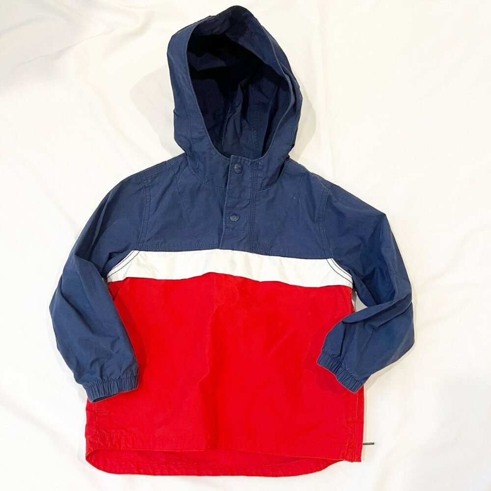 Gap Red White And Navy Blue Windbreaker Pullover Jacket Size 4